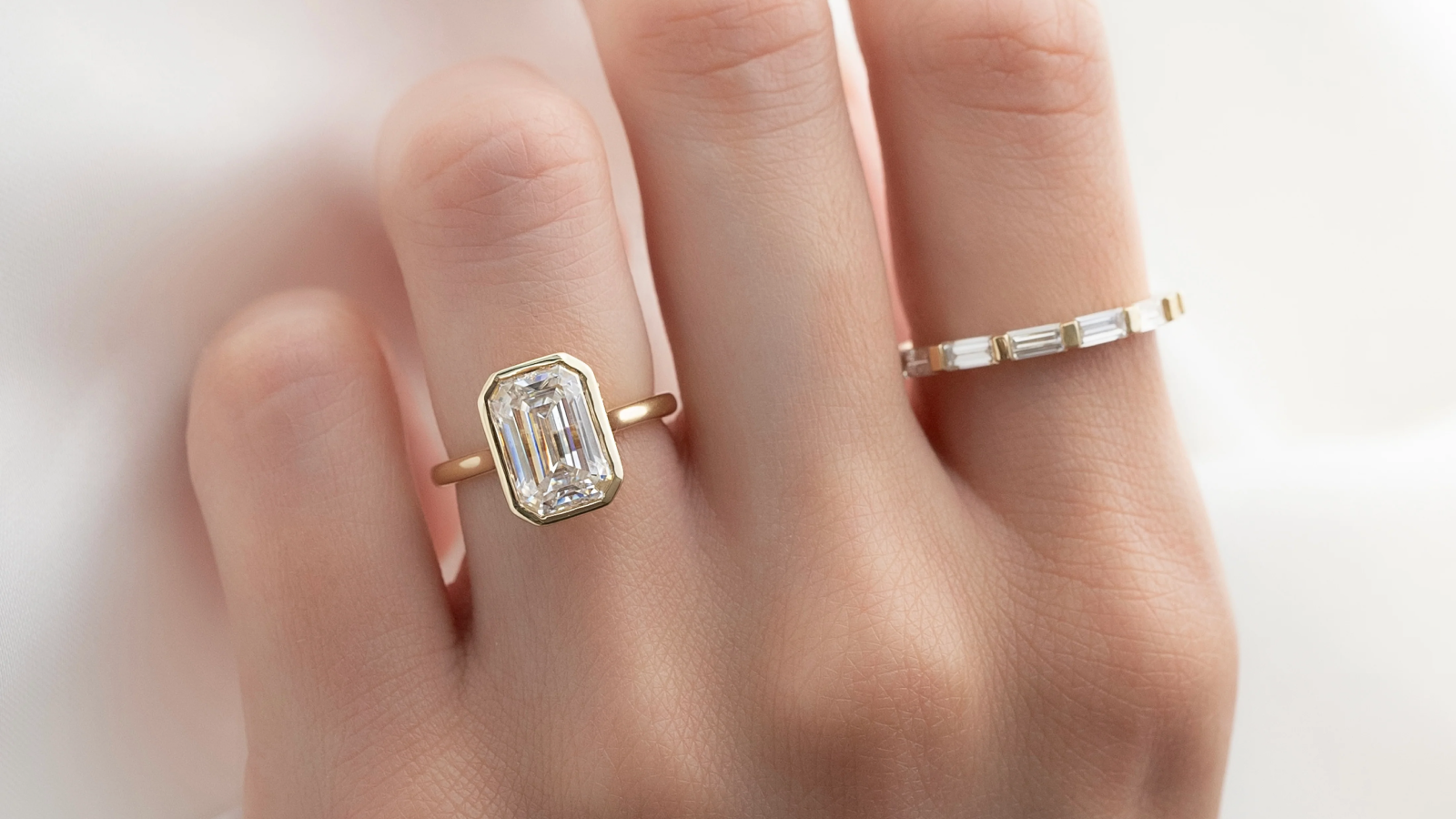 emerald cut moissanite ring