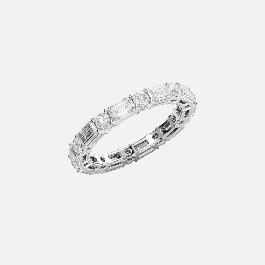  Alternating Emerald And Round Basket Eternity Ring 14k White Gold 2 6 002