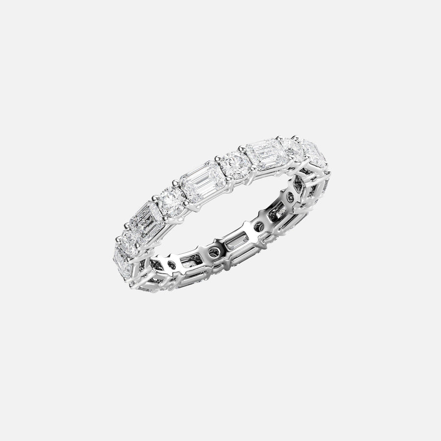  Alternating Emerald And Round Basket Eternity Ring 14k White Gold 3 3 002