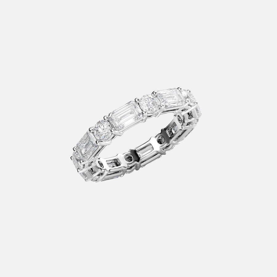  Alternating Emerald And Round Basket Eternity Ring 14k White Gold 4 4 002