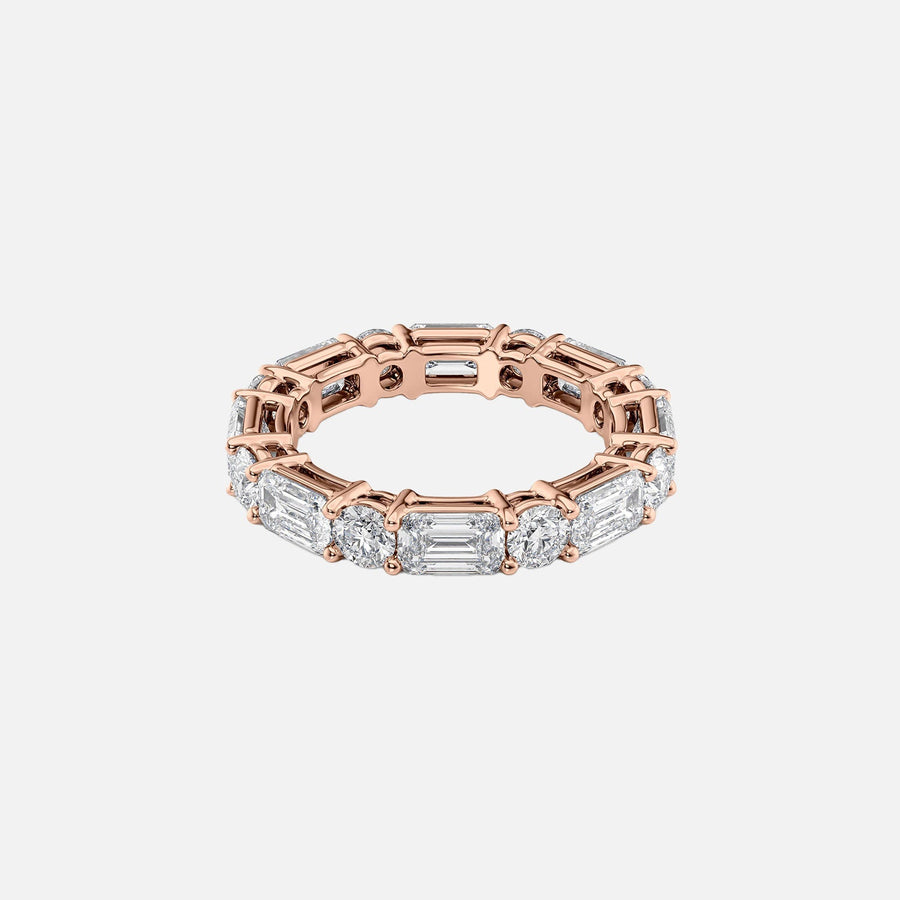  Alternating Emerald And Round Basket Eternity Ring 18k Rose Gold 4 4 001