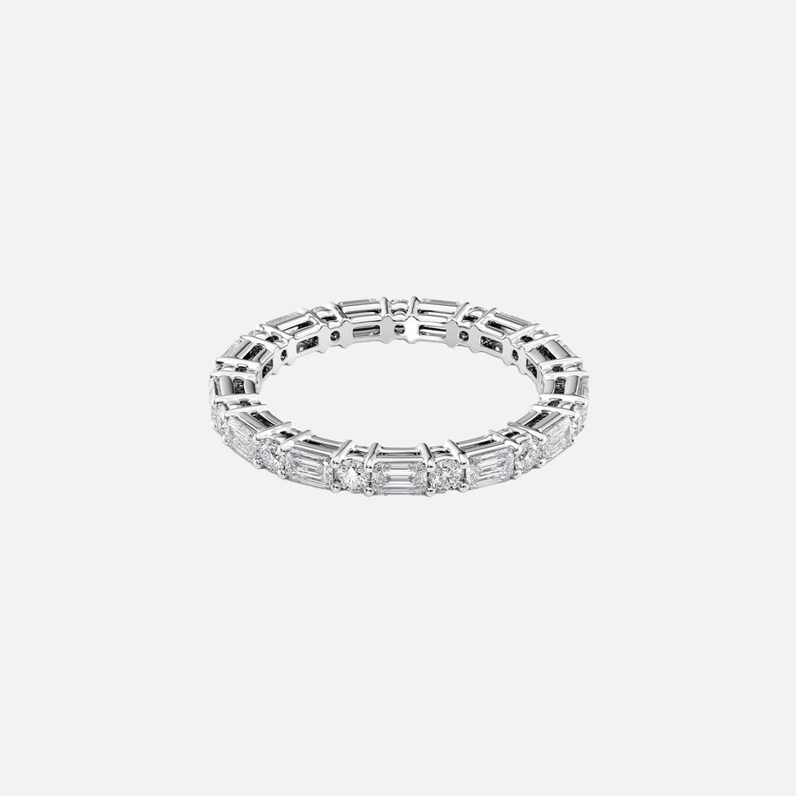  Alternating Emerald And Round Basket Eternity Ring 18k White Gold 1 7 002