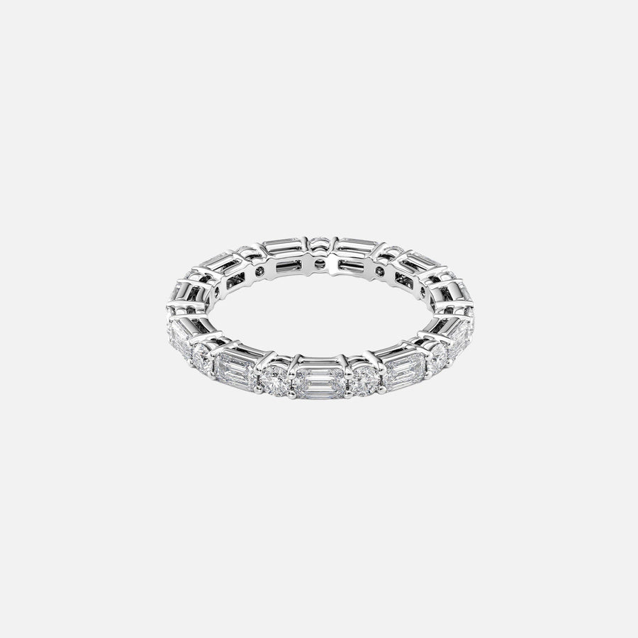  Alternating Emerald And Round Basket Eternity Ring 18k White Gold 2 1 001