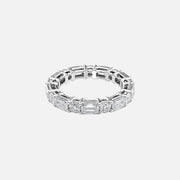  Alternating Emerald And Round Basket Eternity Ring 18k White Gold 4 0 001