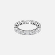  Alternating Emerald And Round Basket Eternity Ring 18k White Gold 4 4 001