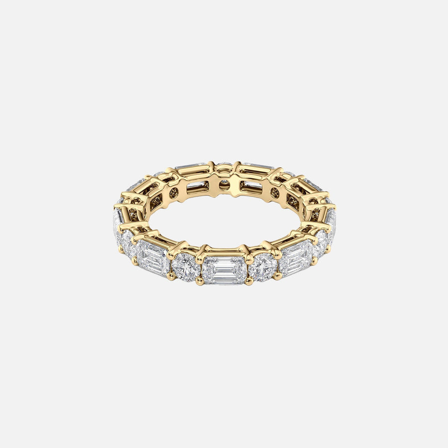  Alternating Emerald And Round Basket Eternity Ring 18k Yellow Gold 4 0 001