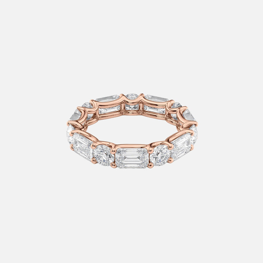  Alternating Emerald And Round U Prong Eternity Ring 14k Rose Gold 5 0 001