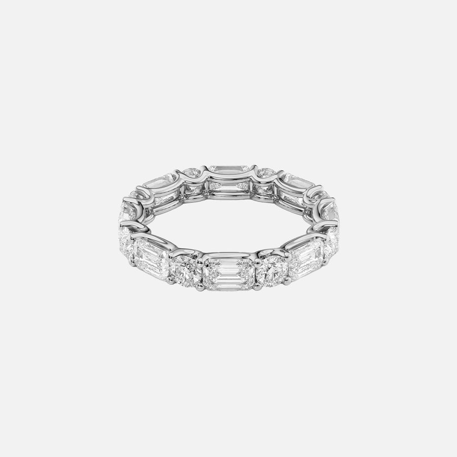  Alternating Emerald And Round U Prong Eternity Ring 14k White Gold 4 2 001