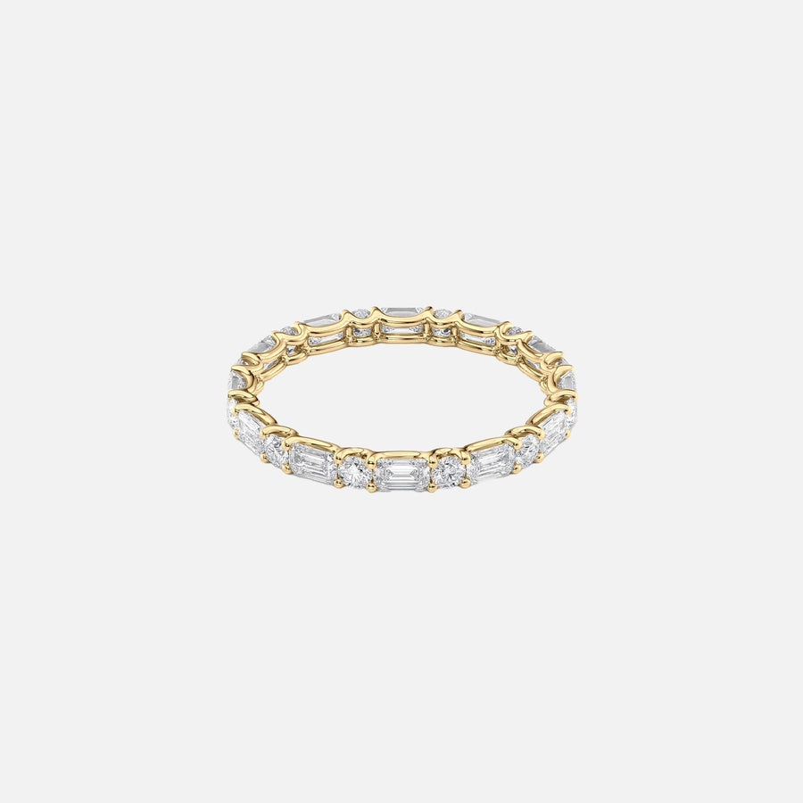 Alternating Emerald And Round U Prong Eternity Ring 14k Yellow Gold 1 5 001