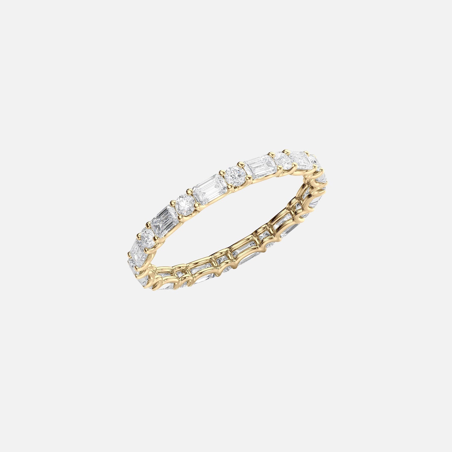  Alternating Emerald And Round U Prong Eternity Ring 14k Yellow Gold 1 5 002
