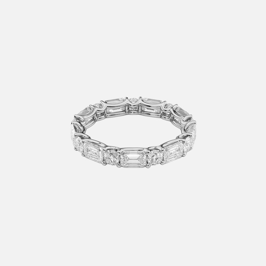  Alternating Emerald And Round U Prong Eternity Ring 18k White Gold 3 5 001