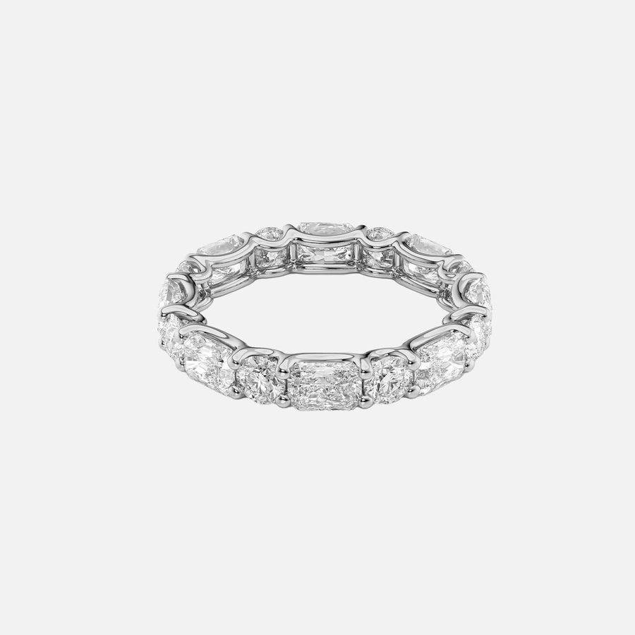  Alternating Radiant And Round U Prong Eternity Ring 14k White Gold 3 7 001