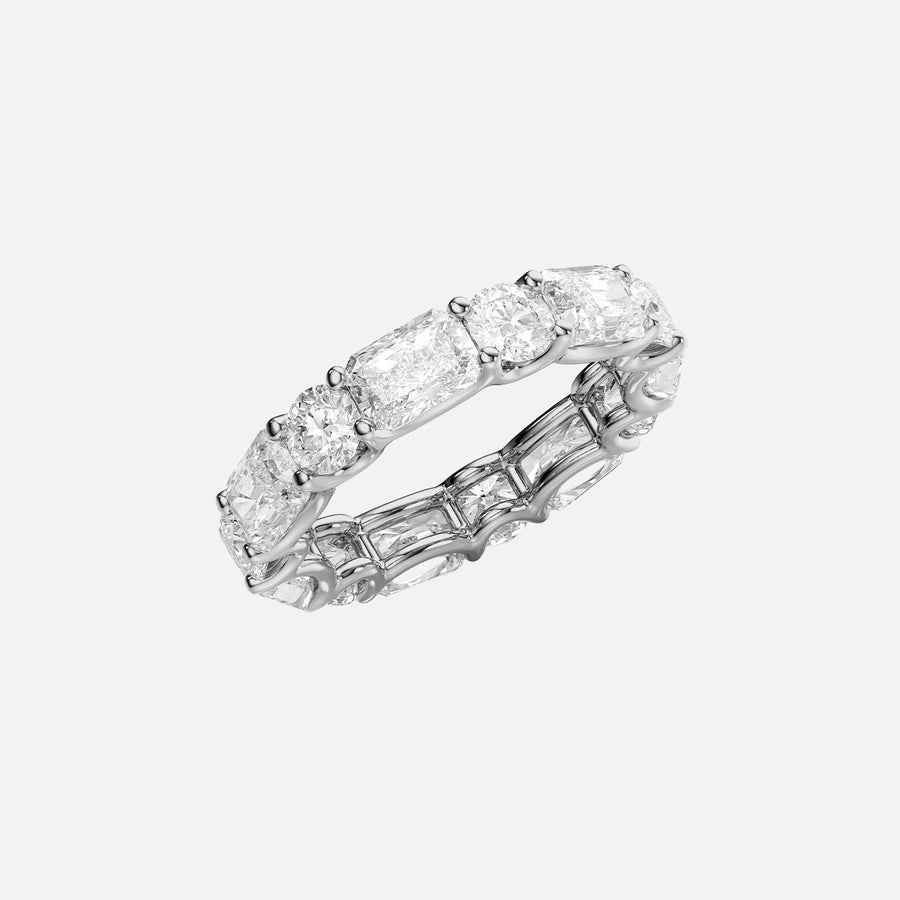 Alternating Radiant And Round U Prong Eternity Ring 18k White Gold 5 7 002