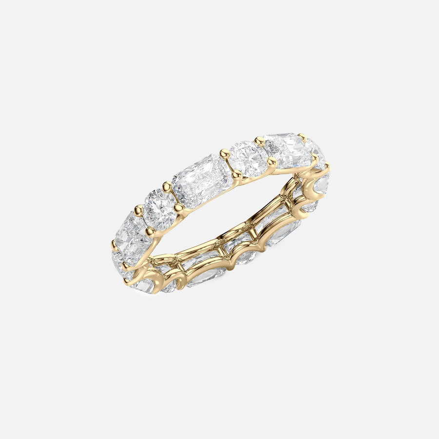  Alternating Radiant And Round U Prong Eternity Ring 18k Yellow Gold 4 6 002