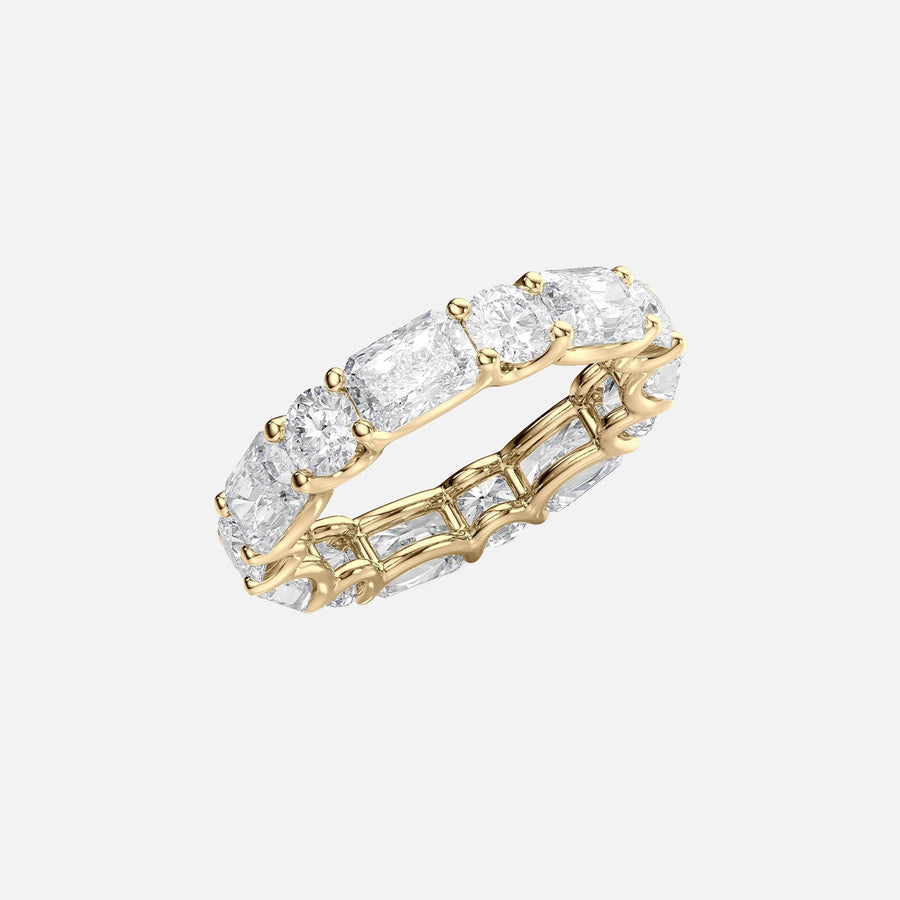  Alternating Radiant And Round U Prong Eternity Ring 18k Yellow Gold 5 7 002