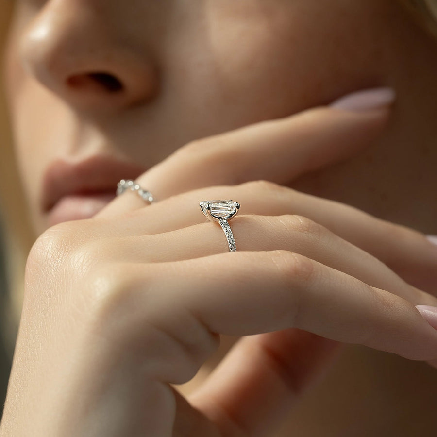The Pave Andrewe Emerald Moissanite Ring - KNT - Engagement Rings, Wedding Bands & Fine Jewelry