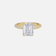 The Hidden Halo Aurora Emerald Pave Moissanite Ring - KNT - Engagement Rings, Wedding Bands & Fine Jewelry