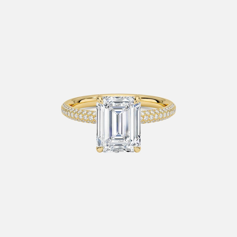 The Hidden Halo Aurora Emerald Pave Moissanite Ring - KNT - Engagement Rings, Wedding Bands & Fine Jewelry