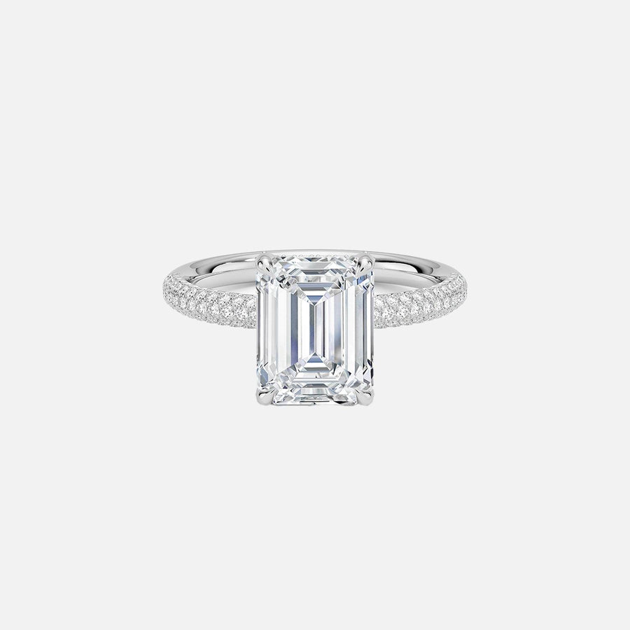 The Hidden Halo Aurora Emerald Pave Moissanite Ring - KNT - Engagement Rings, Wedding Bands & Fine Jewelry