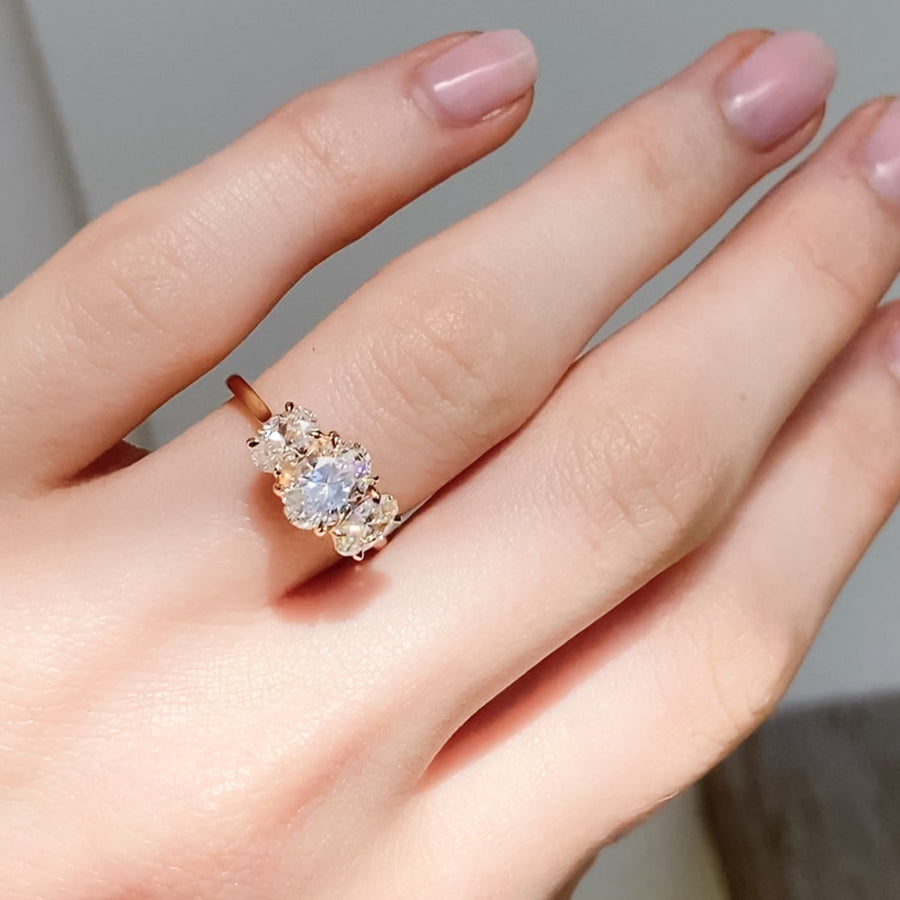 The Three Stones Belle Oval Moissanite Ring - KNT - Engagement Rings, Wedding Bands & Fine Jewelry