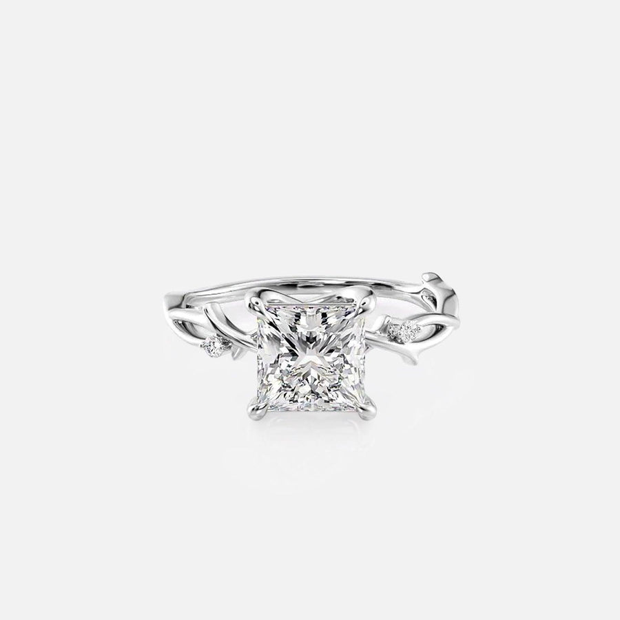 The Nature Blissful Princess Side Stone Moissanite Ring - KNT - Engagement Rings, Wedding Bands & Fine Jewelry