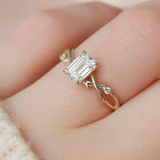 The Nature Blissful Emerald Side Stone Moissanite Ring - KNT - Engagement Rings, Wedding Bands & Fine Jewelry