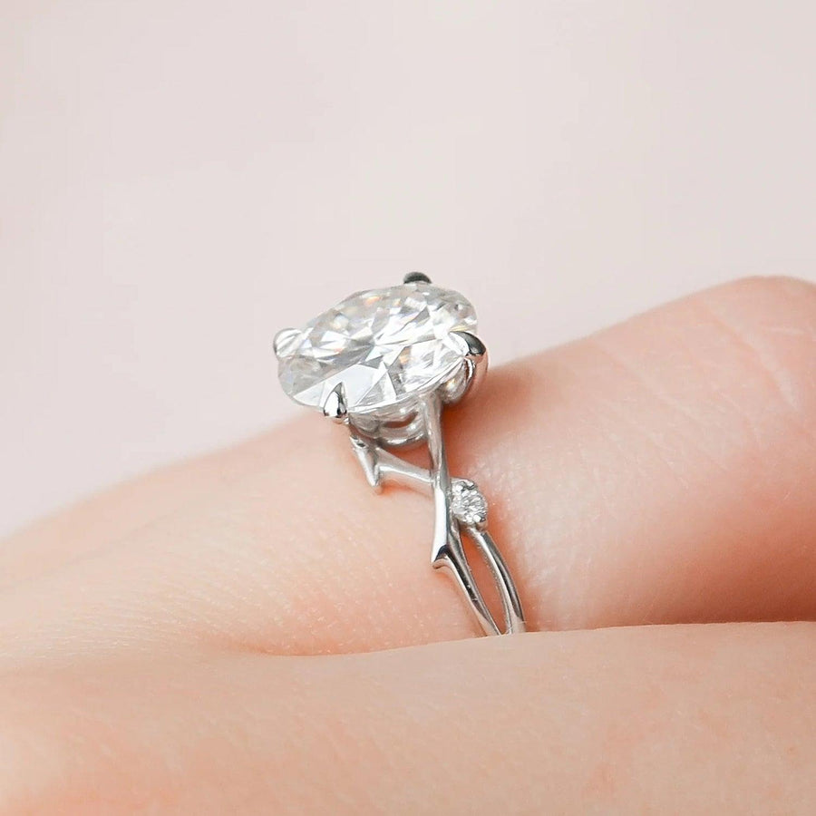The Nature Blissful Round Side Stone Moissanite Ring - KNT - Engagement Rings, Wedding Bands & Fine Jewelry