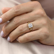 The Nature Blissful Princess Side Stone Moissanite Ring - KNT - Engagement Rings, Wedding Bands & Fine Jewelry
