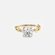 The Nature Blissful Round Side Stone Moissanite Ring - KNT - Engagement Rings, Wedding Bands & Fine Jewelry