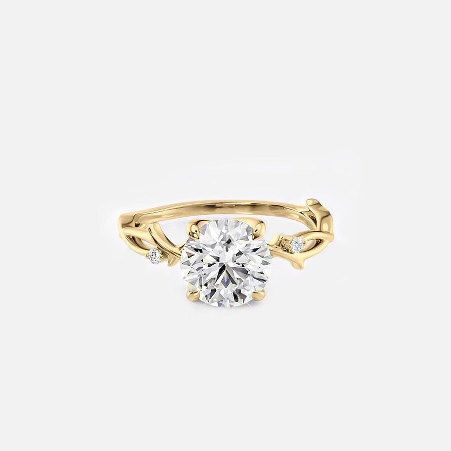 The Nature Blissful Round Side Stone Moissanite Ring - KNT - Engagement Rings, Wedding Bands & Fine Jewelry
