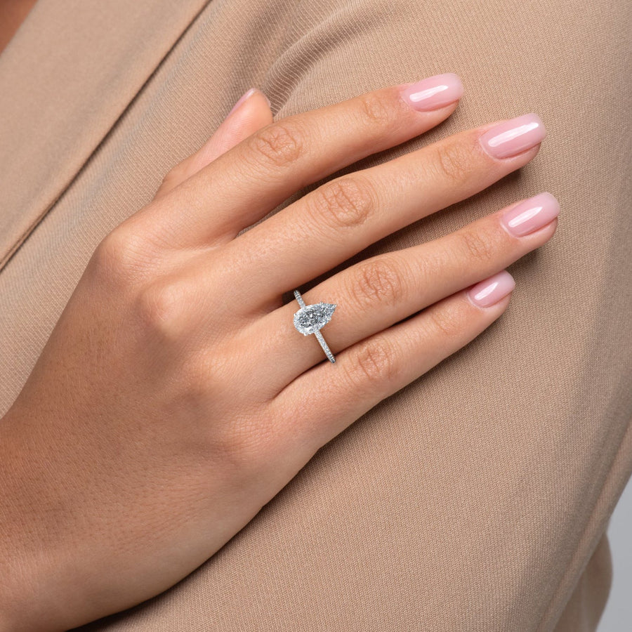 The Hidden Halo Cassia Pear Pave Moissanite Ring - KNT - Engagement Rings, Wedding Bands & Fine Jewelry