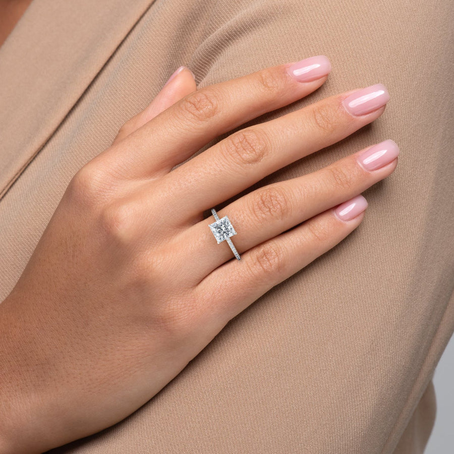 The Hidden Halo Cassia Princess Pave Moissanite Ring - KNT - Engagement Rings, Wedding Bands & Fine Jewelry