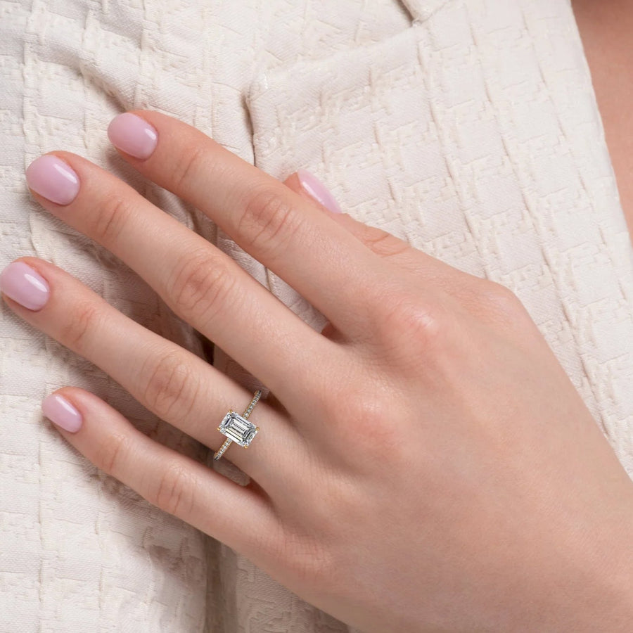 The Hidden Halo Cassia Emerald Pave Moissanite Ring - KNT - Engagement Rings, Wedding Bands & Fine Jewelry