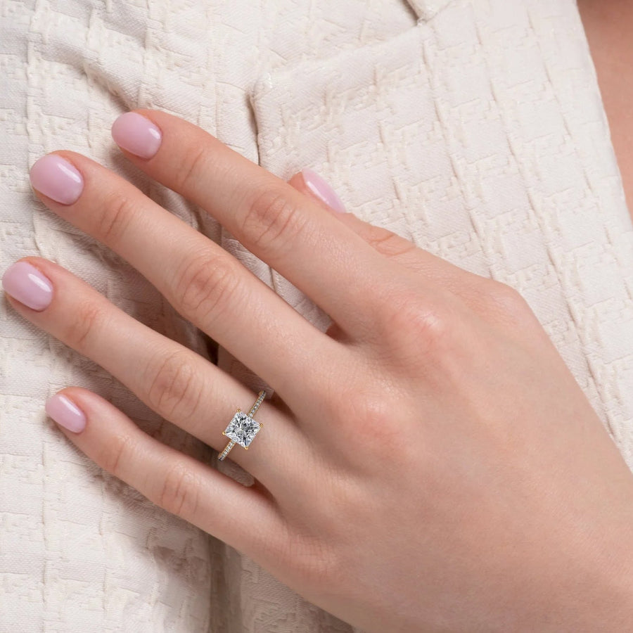The Hidden Halo Cassia Princess Pave Moissanite Ring - KNT - Engagement Rings, Wedding Bands & Fine Jewelry