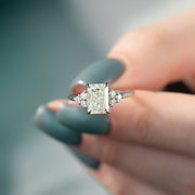 The Side Stone Catharina Radiant Solitaire Moissanite Ring - KNT - Engagement Rings, Wedding Bands & Fine Jewelry