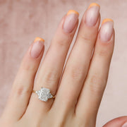The Side Stone Catharina Radiant Solitaire Moissanite Ring - KNT - Engagement Rings, Wedding Bands & Fine Jewelry
