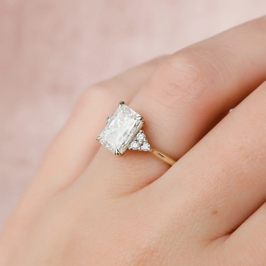 The Side Stone Catharina Radiant Solitaire Moissanite Ring - KNT - Engagement Rings, Wedding Bands & Fine Jewelry