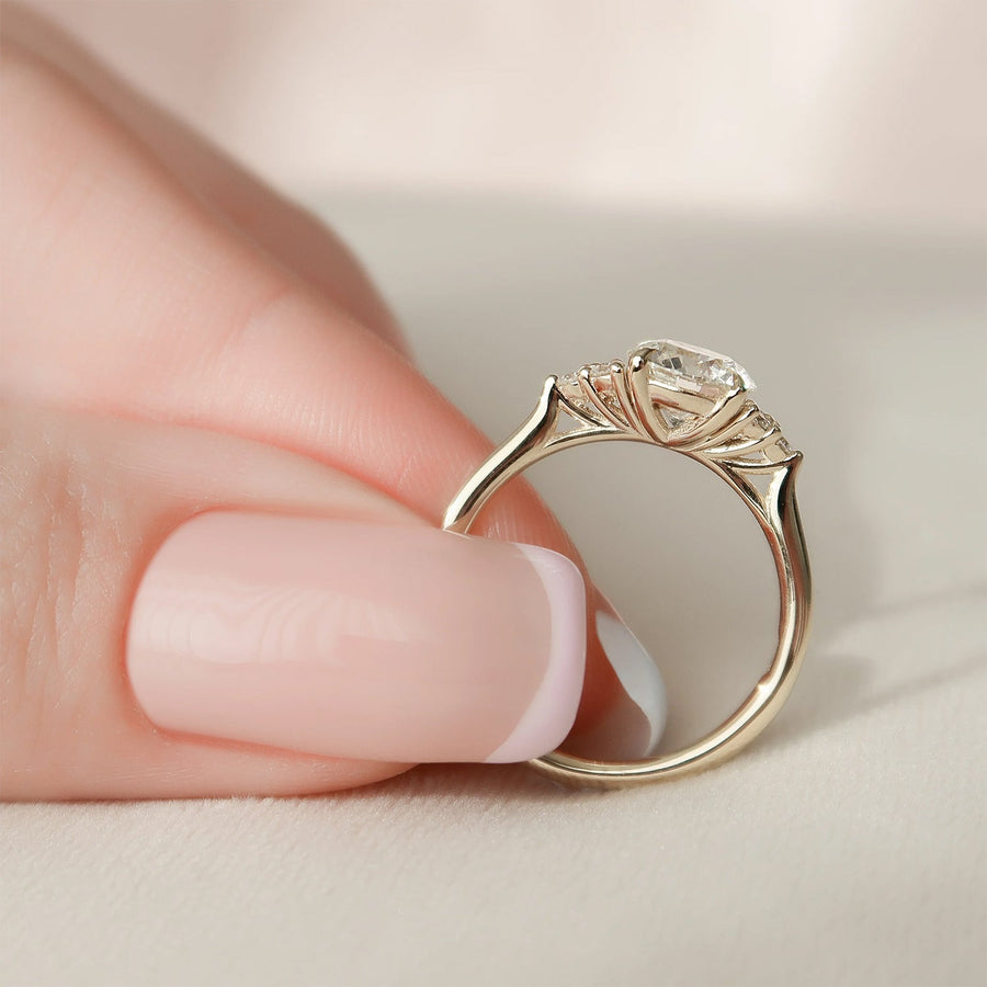 The Side Stone Catharina Round Solitaire Moissanite Ring - KNT - Engagement Rings, Wedding Bands & Fine Jewelry