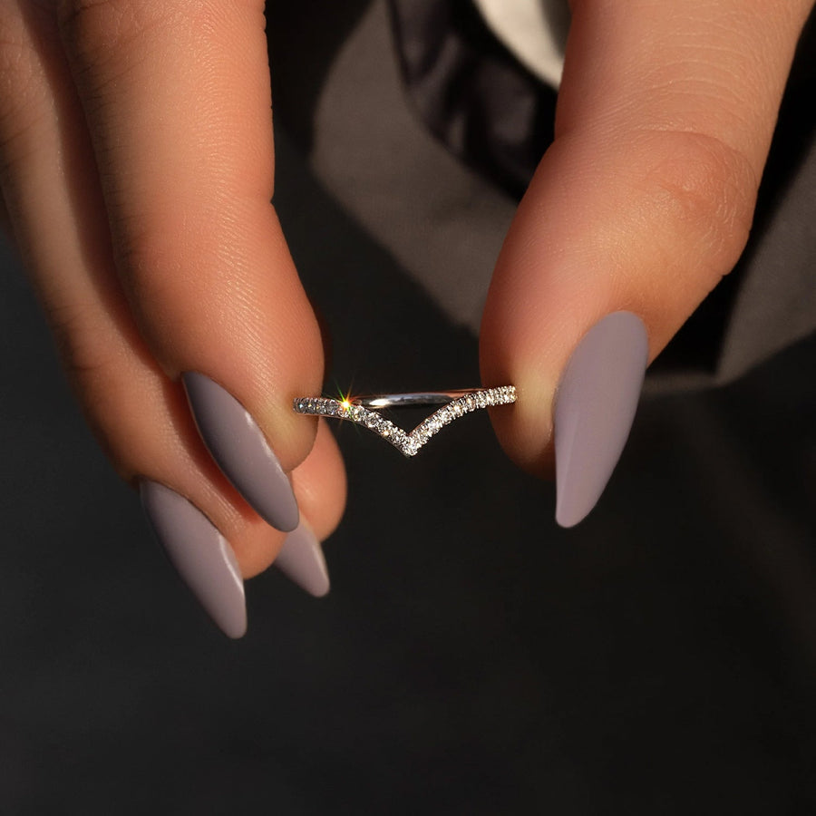The Pave Chevron Grace Moissanite Ring - KNT - Engagement Rings, Wedding Bands & Fine Jewelry