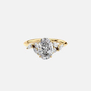 The Side Stone Daisy Oval Moissanite Ring - KNT - Engagement Rings, Wedding Bands & Fine Jewelry