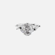 The Side Stone Daisy Oval Moissanite Ring - KNT - Engagement Rings, Wedding Bands & Fine Jewelry