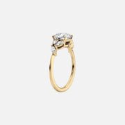 The Side Stone Daisy Cushion Moissanite Ring - KNT - Engagement Rings, Wedding Bands & Fine Jewelry