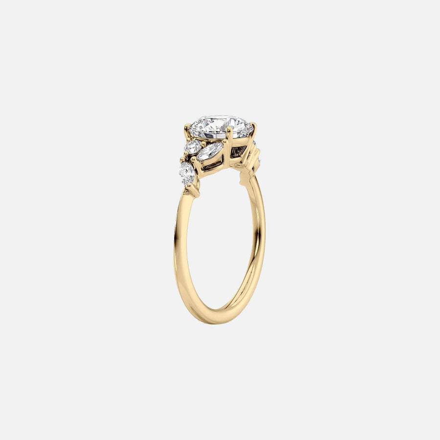 The Side Stone Daisy Cushion Moissanite Ring - KNT - Engagement Rings, Wedding Bands & Fine Jewelry