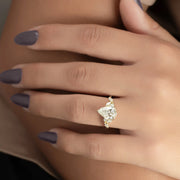 The Side Stone Daisy Pear Moissanite Ring - KNT - Engagement Rings, Wedding Bands & Fine Jewelry