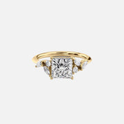 The Side Stone Daisy Princess Moissanite Ring - KNT - Engagement Rings, Wedding Bands & Fine Jewelry