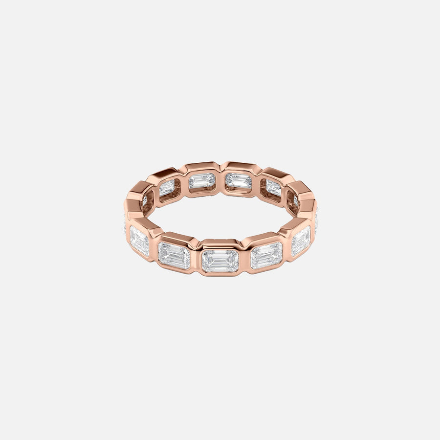  East West Emerald Bezel Eternity Ring 14k Rose Gold 2 5 001