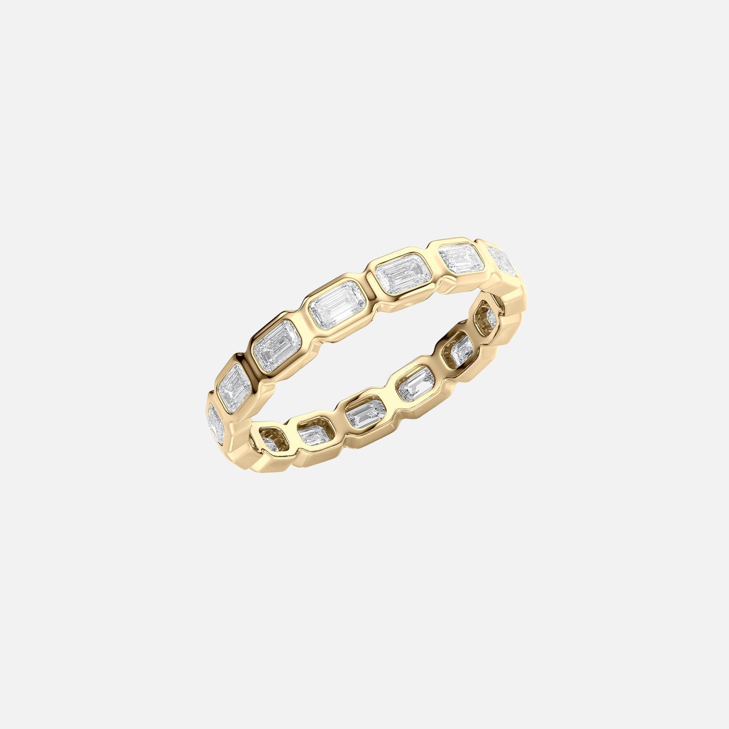  East West Emerald Bezel Eternity Ring 14k Yellow Gold 1 5 002