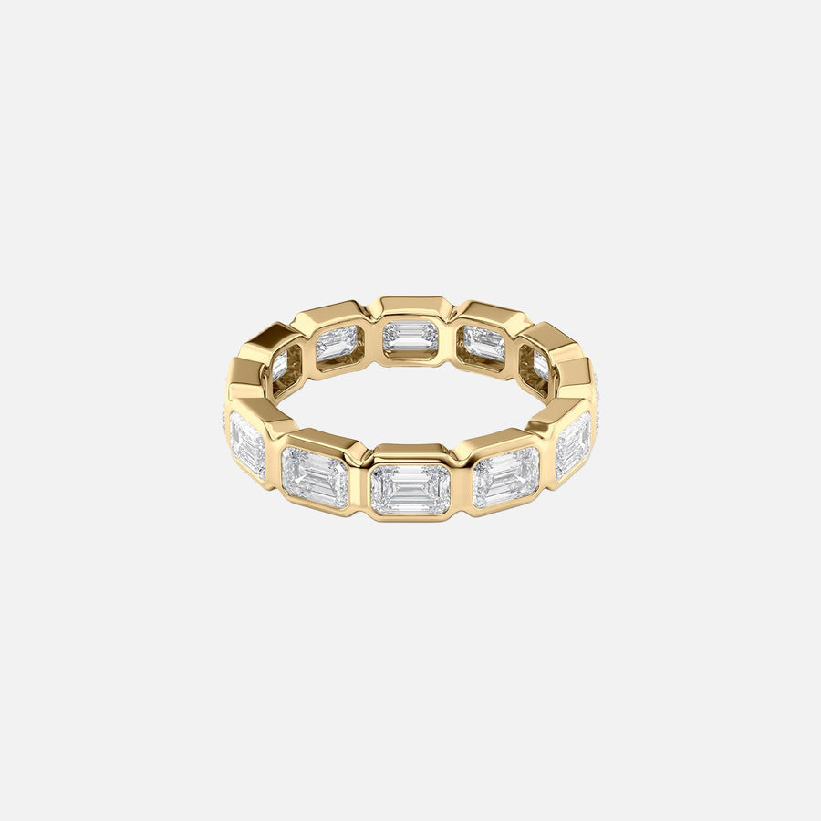  East West Emerald Bezel Eternity Ring 14k Yellow Gold 3 5 001