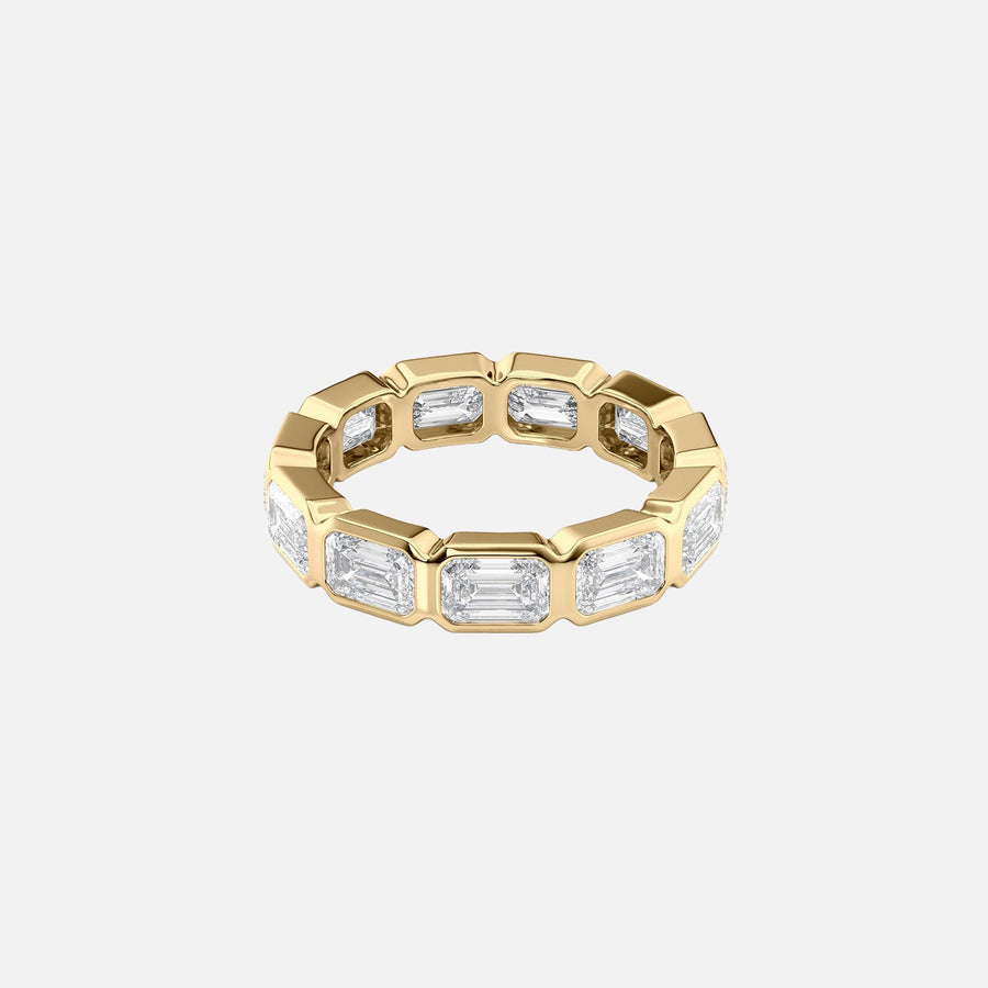  East West Emerald Bezel Eternity Ring 14k Yellow Gold 4 5 001