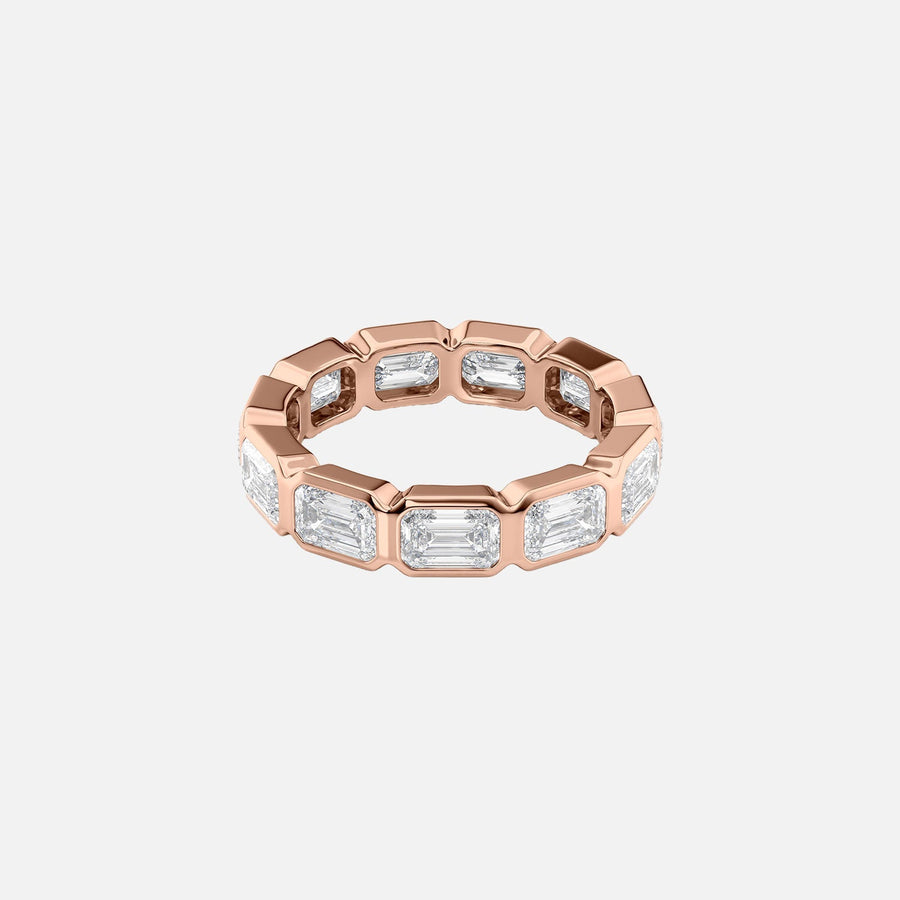  East West Emerald Bezel Eternity Ring 18k Rose Gold 4 5 001